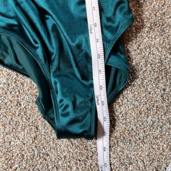 Calia Scoop Neck One Piece Teal Bathing Suit.  Size 4 - Picture 3 of 7
